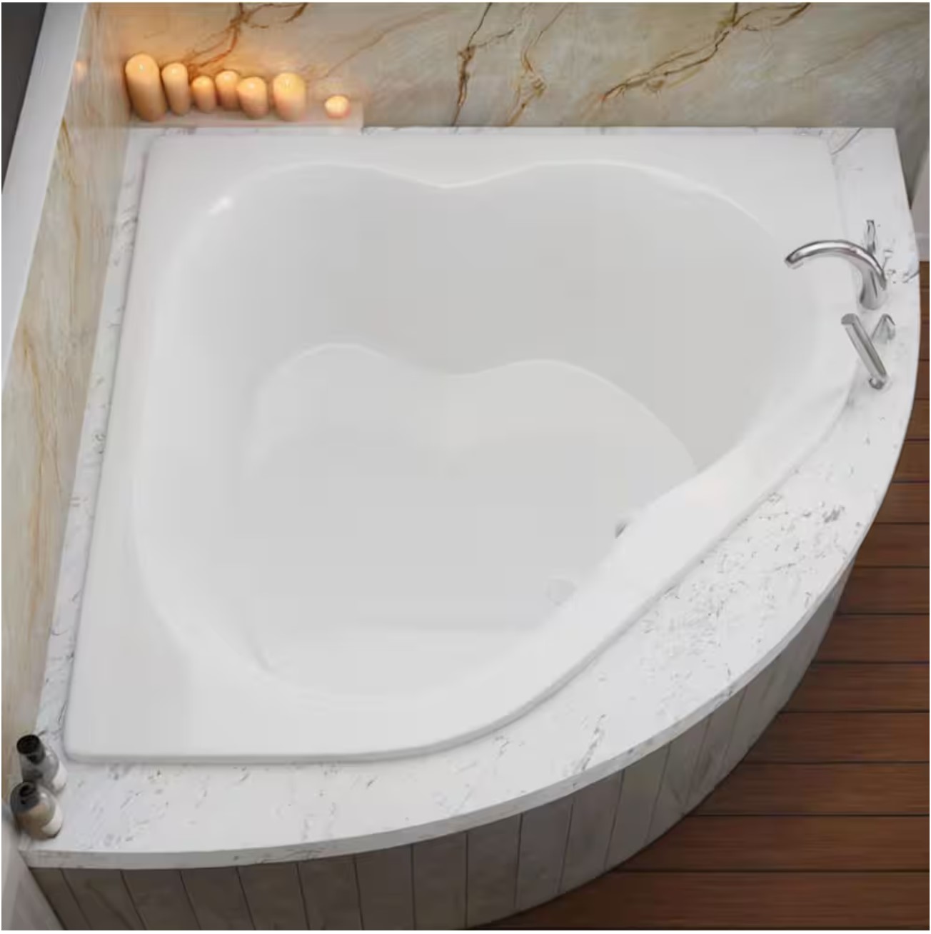 Beryl 5 ft. Acrylic Center Drain Corner Drop-in Non-Whirlpool Bathtub in White